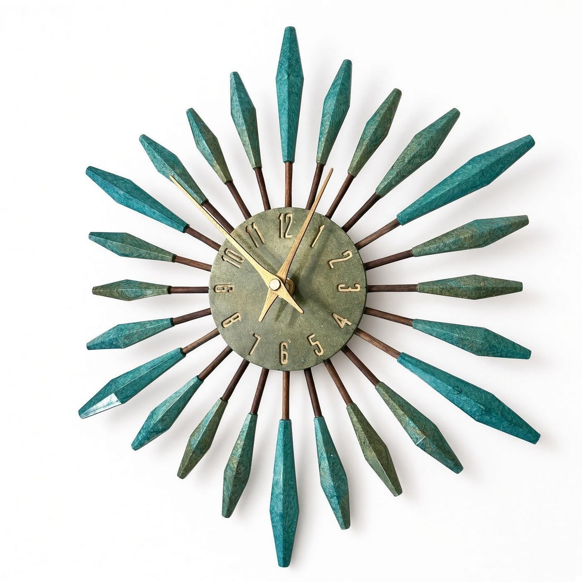 13" Sunburst Clock | Mid-Century Modern