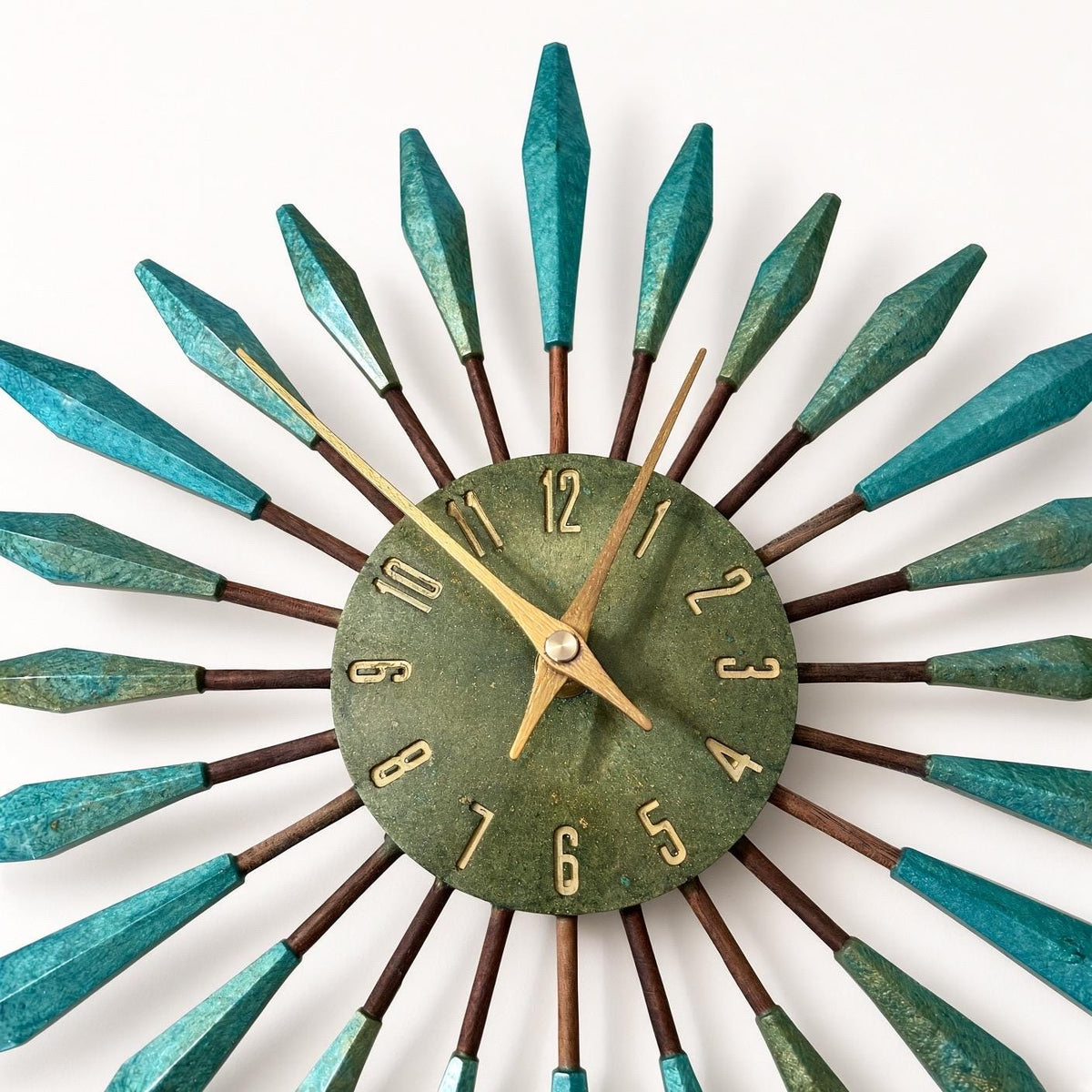 13" Sunburst Clock | Mid-Century Modern