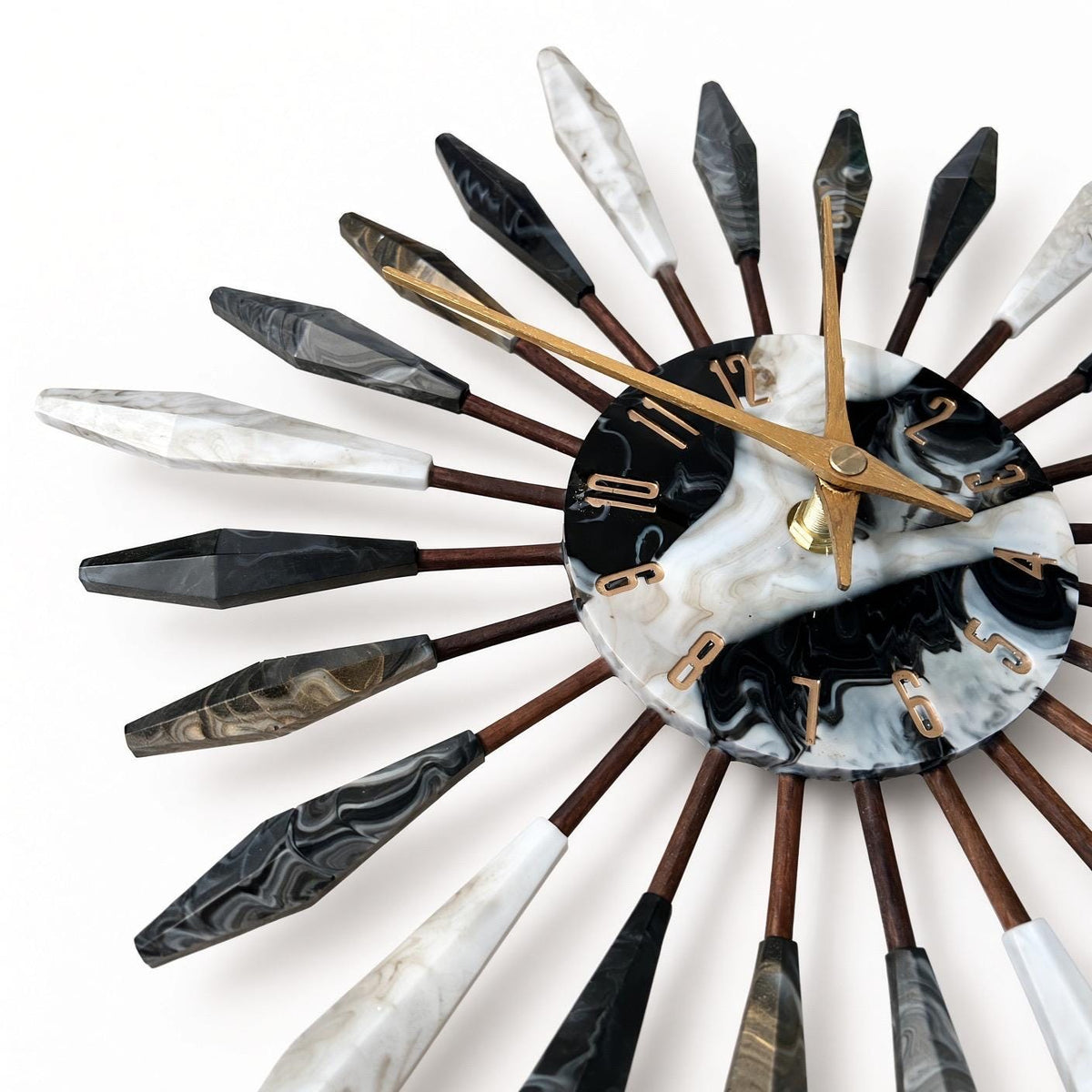13" Sunburst Clock | Mid-Century Modern