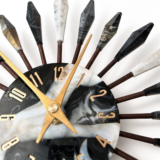 13" Sunburst Clock | Mid-Century Modern