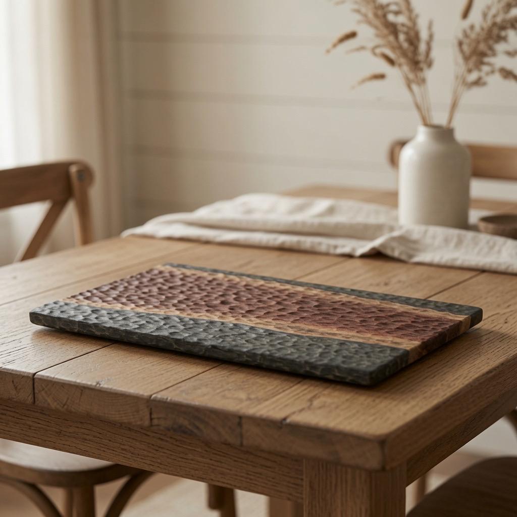 Textured Black Walnut | Epoxy Resin Tray | Serving Tray | Green & Black Walnut |