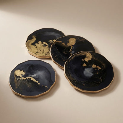 Black & Gold Epoxy Resin Coasters with Gilded Edge