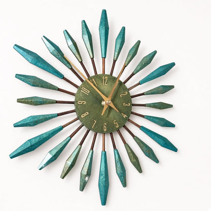 13" Sunburst Clock | Mid-Century Modern