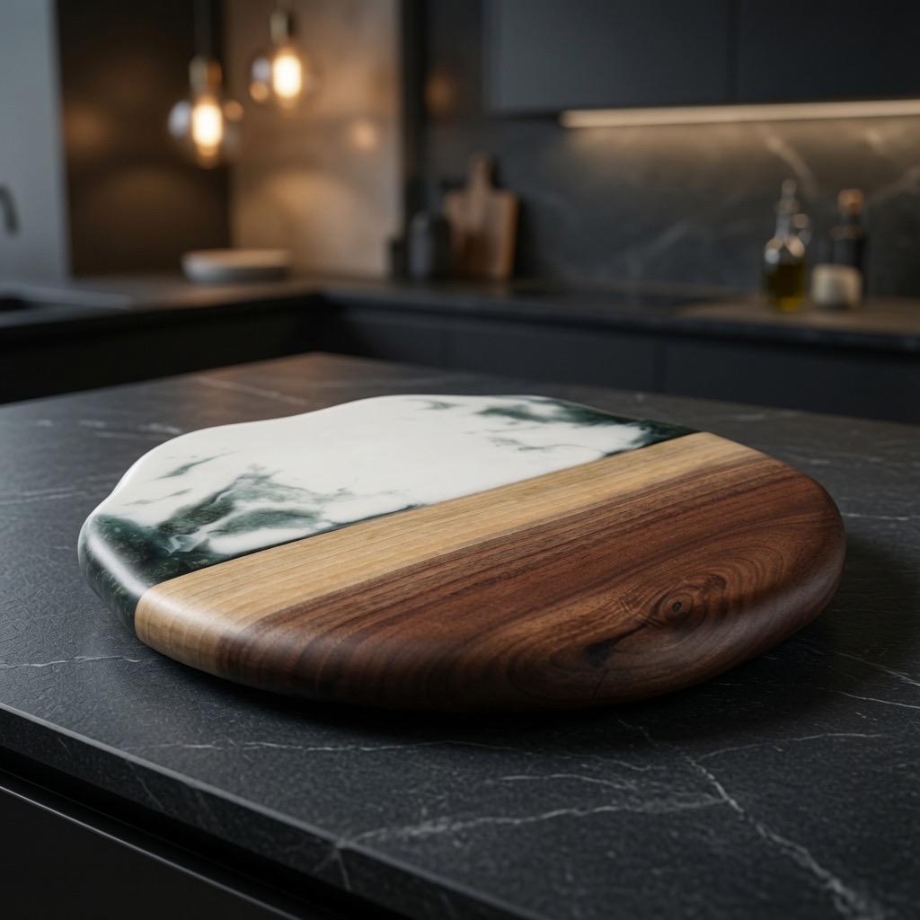 Black Walnut Lazy Susan | Wood and Epoxy Resin | Turntable |