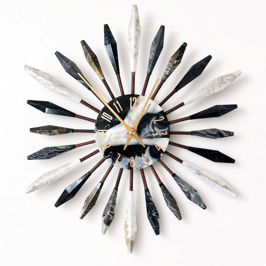 13" Sunburst Clock | Mid-Century Modern