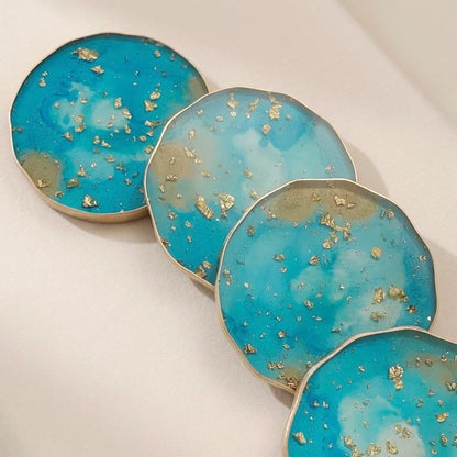 Turquoise & Gold Leaf Epoxy Resin Coasters