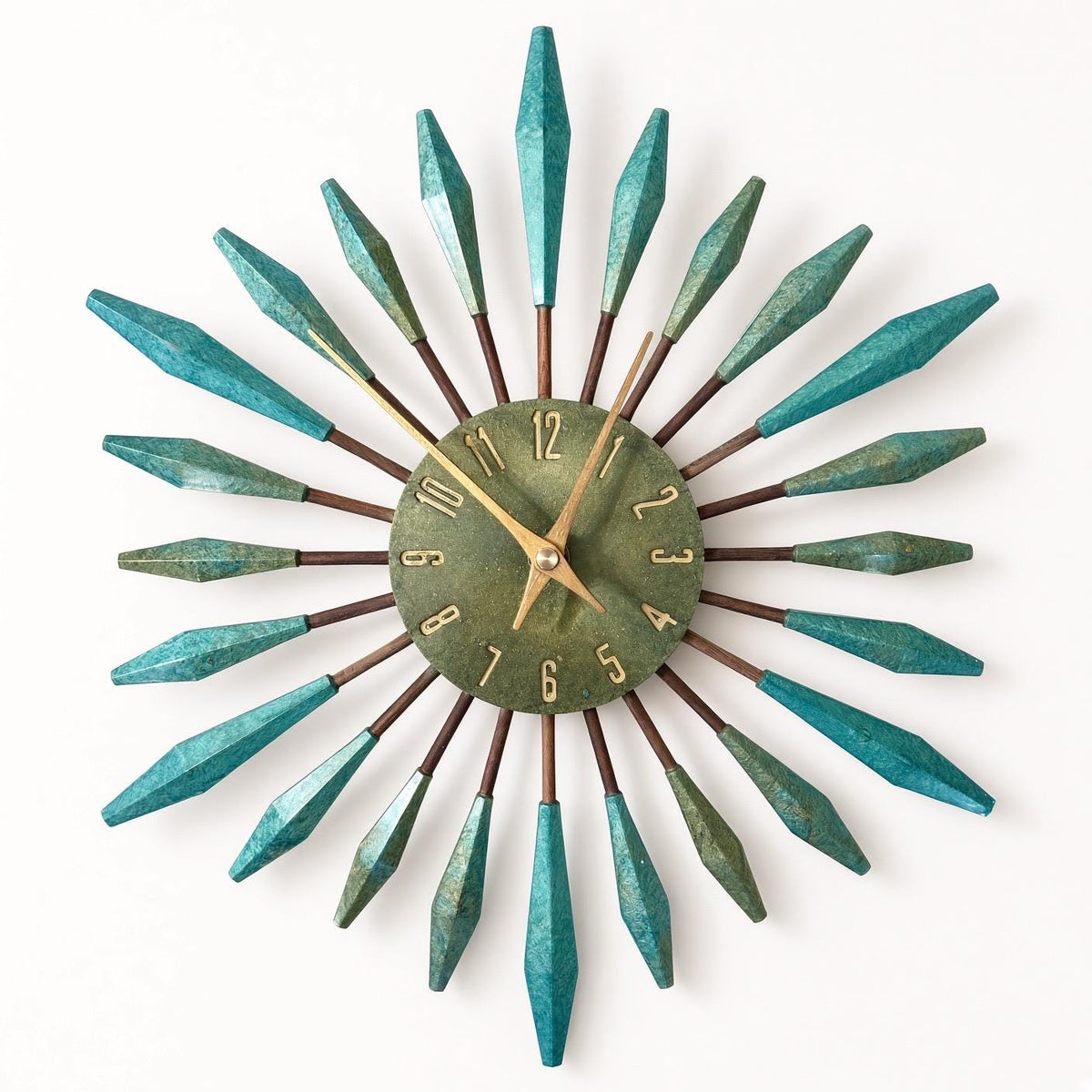 13" Sunburst Clock | Mid-Century Modern