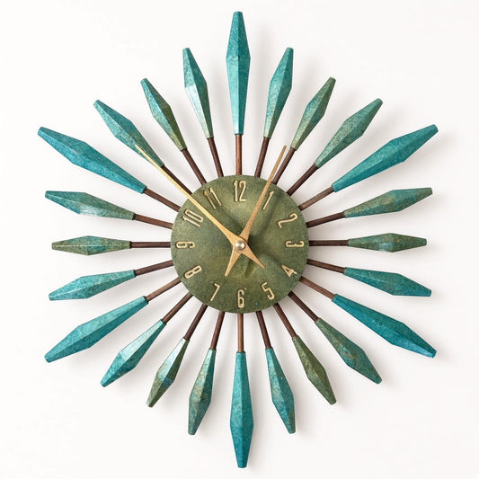 13" Sunburst Clock | Mid-Century Modern