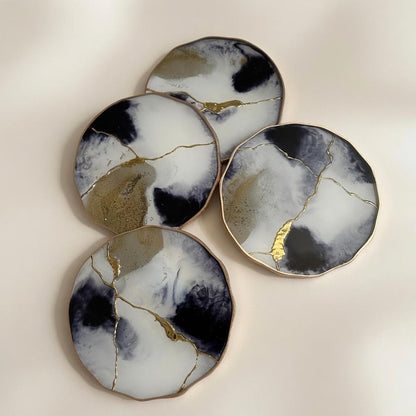 Black & Gold Kintsugi Epoxy Resin Coasters