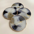 Kintsugi Gold Leaf | Epoxy Resin Coaster Set | Gold Edge Barware | Black & White