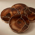 Kintsugi Gold Leaf | Epoxy Resin Coaster Set | Gold Edge Barware | Coffee Brown
