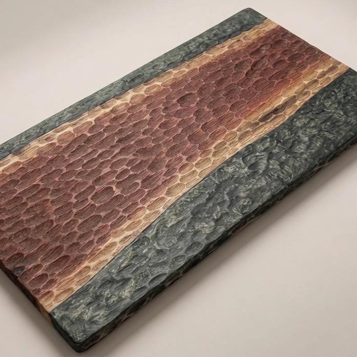 Textured Black Walnut | Epoxy Resin Tray | Serving Tray | Green & Black Walnut |