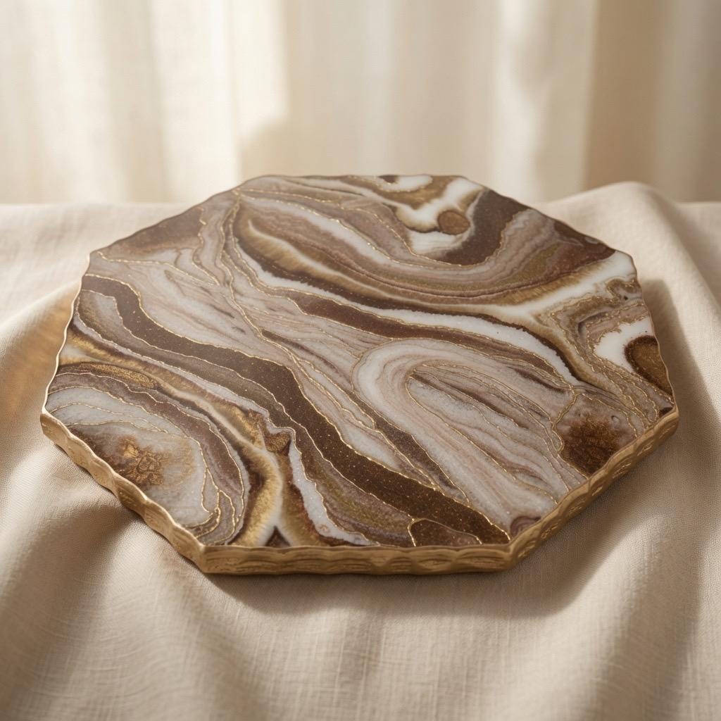 Epoxy Resin Lazy Susan | Marble Vein with Gold Accents | Modern Turntable | Farmhouse Centerpiece