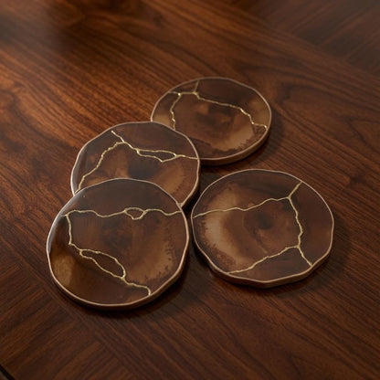 Coffee Brown Kintsugi Epoxy Resin Coasters