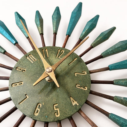 13" Sunburst Clock | Mid-Century Modern