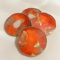 Kintsugi Gold Leaf | Epoxy Resin Coaster Set | Gold Edge Barware | Orange