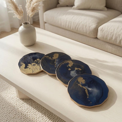 Black & Gold Epoxy Resin Coasters with Gilded Edge