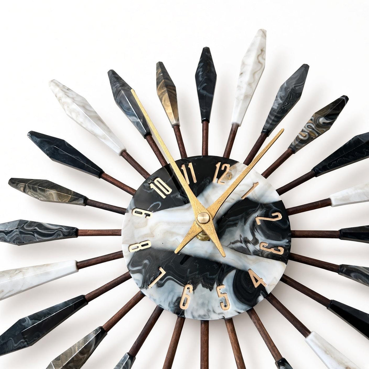 13" Sunburst Clock | Mid-Century Modern