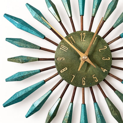 13" Sunburst Clock | Mid-Century Modern