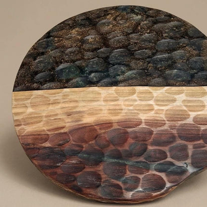 14" Textured Black Walnut & Epoxy Lazy Susan