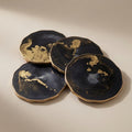 Black Gold Epoxy Resin Coasters | Gold Edge Drinkware | Modern Drinkware |
