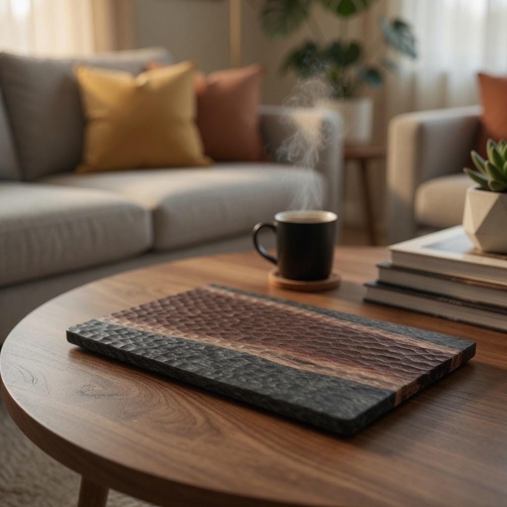 Textured Black Walnut | Epoxy Resin Tray | Serving Tray | Green & Black Walnut |