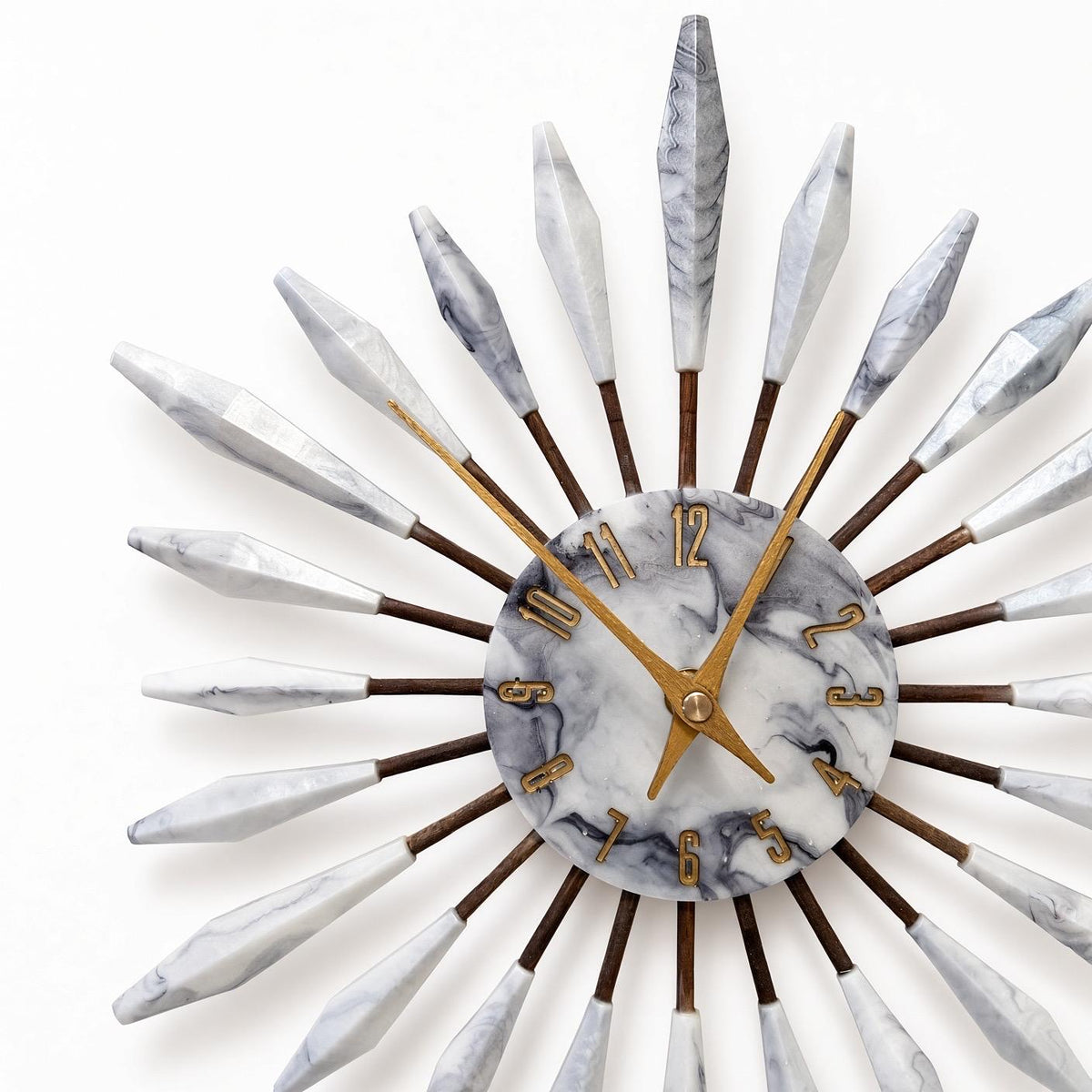 13" Sunburst Clock | Mid-Century Modern