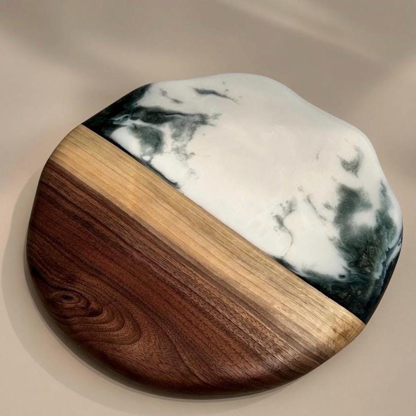 Black Walnut Lazy Susan | Wood and Epoxy Resin | Turntable |