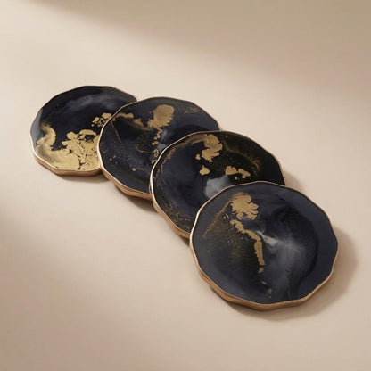 Black & Gold Epoxy Resin Coasters with Gilded Edge