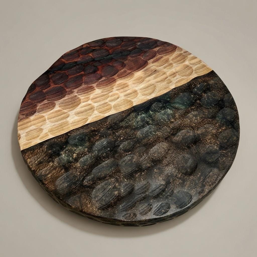 Black Walnut & Epoxy Resin Lazy Susan | Dimpled Texture | Wood, Green and White |