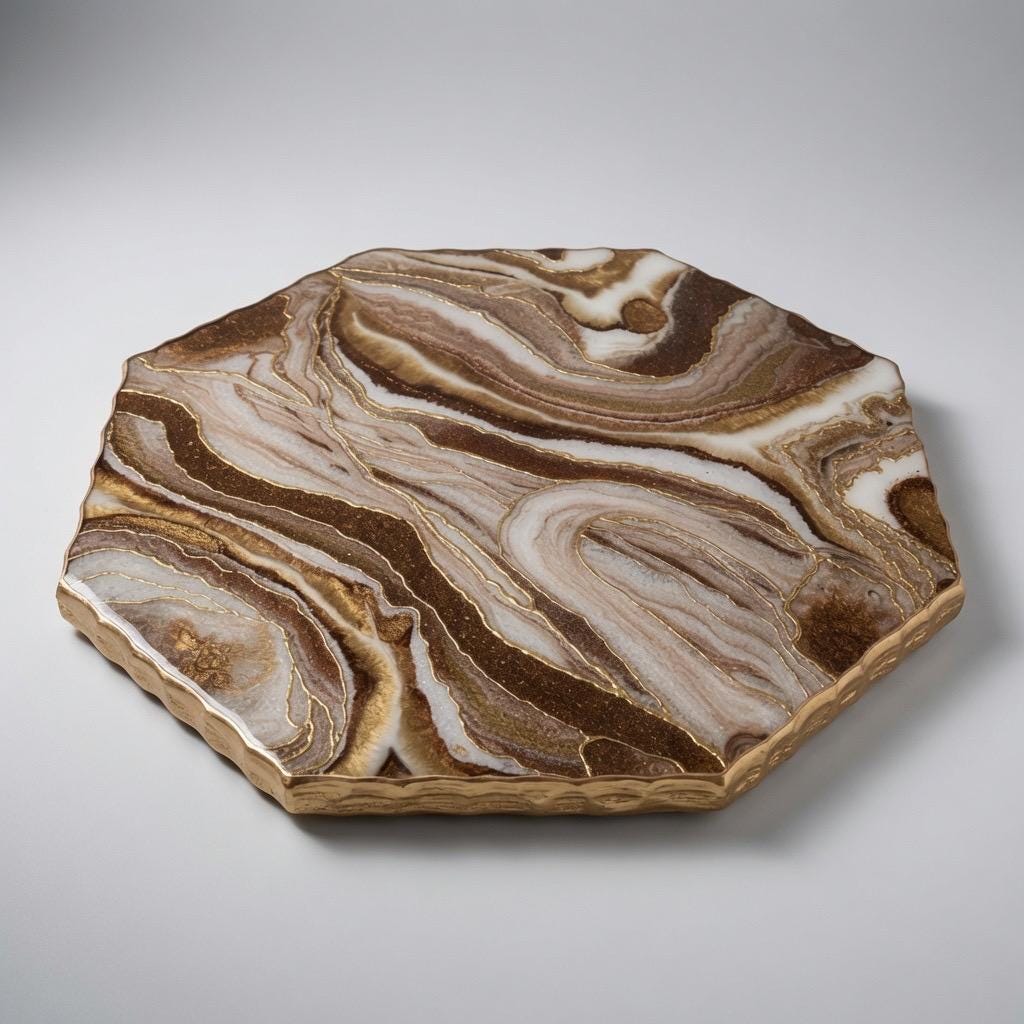 Epoxy Resin Lazy Susan | Marble Vein with Gold Accents | Modern Turntable | Farmhouse Centerpiece