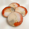 Kintsugi Gold Leaf | Epoxy Resin Coaster Set | Gold Edge Barware | Beige & Metallic Orange